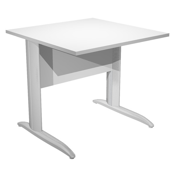 Scrivania lineare Easy - 80 x 80 x 72 cm - Bianco/grigio cromato
