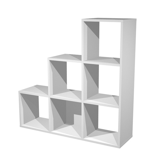 Libreria casellario Rainbow - 6 caselle a scalare - 104,1x29,2x103,9 cm - grigio alluminio
