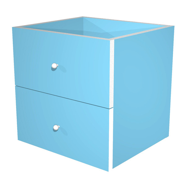Cassettiera per casellario Rainbow - 2 cassetti - 32,5x28,8x32,5 cm - azzurro