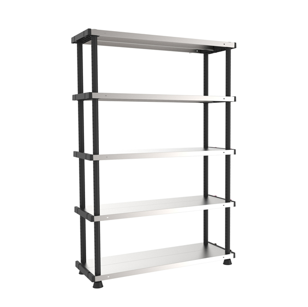 Scaffale - PPL / metallo - 5 ripiani - 119 x 45 x 185 cm - grigio / nero - Terry