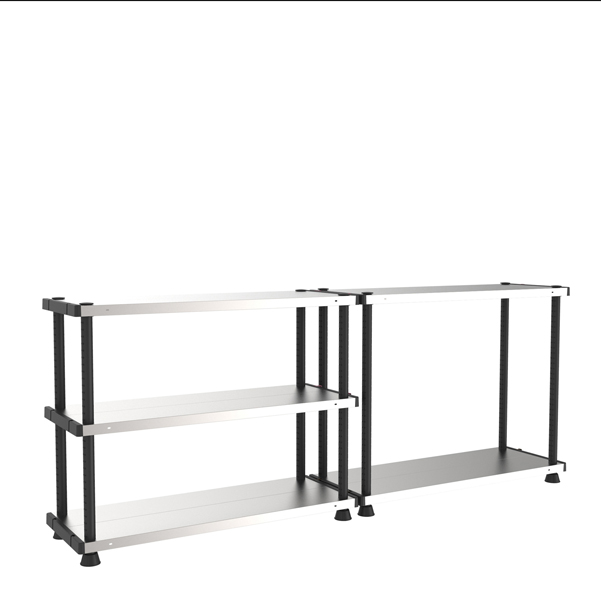 Scaffale - PPL / metallo - 5 ripiani - 119 x 45 x 185 cm - grigio / nero - Terry