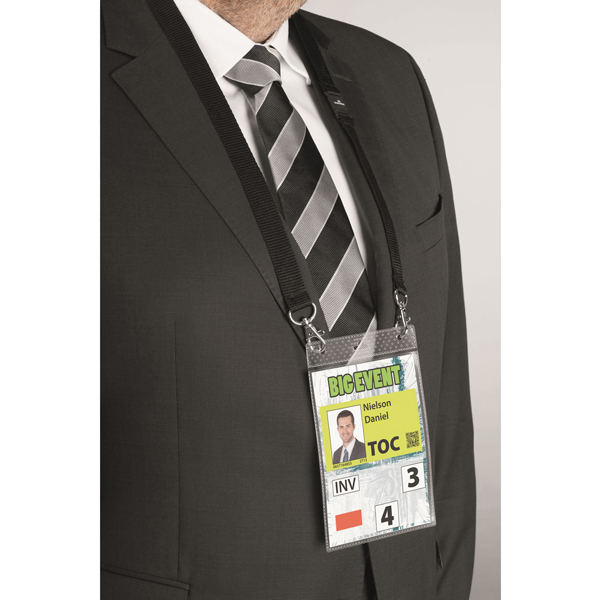 Portanome A6 per eventi - cordoncino nero - Durable - conf. 10 pezzi