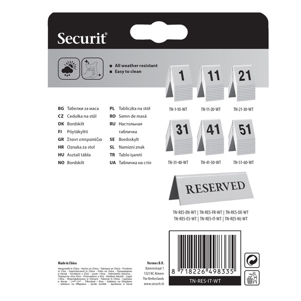Targhetta RISERVATO per tavoli - Securit - set 5 pezzi