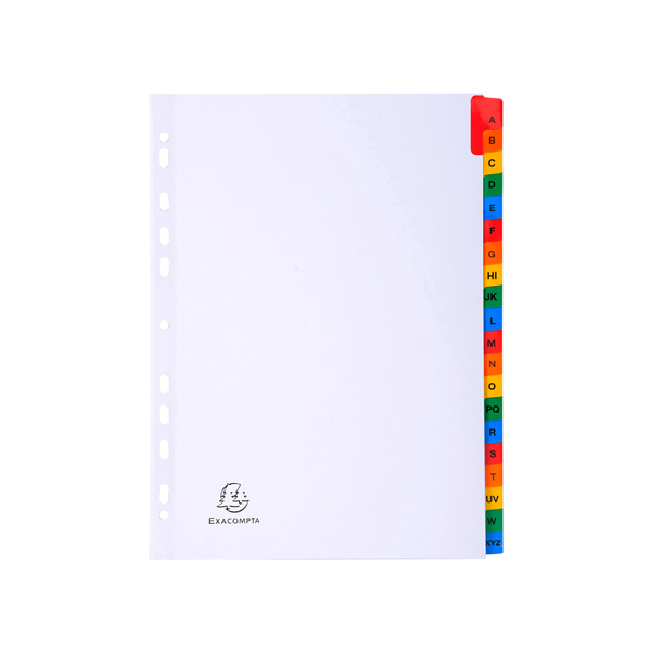 Separatore alfabetico A/Z - cartoncino bianco 160 gr - tasti colorati - A4 - Exacompta