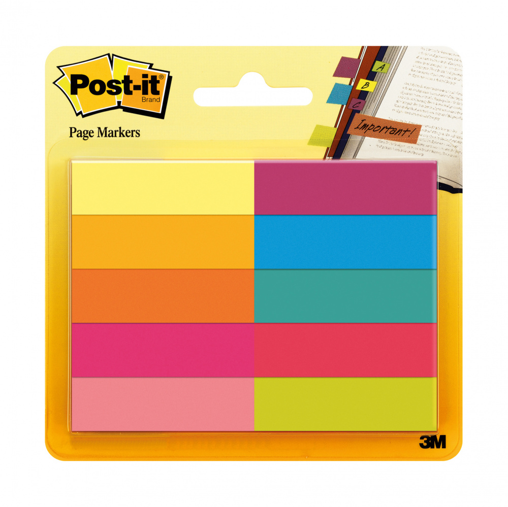 Segnapagina Post it - 670-10AB-EU - in carta - 12,7 x 44 mm - 10 colori assortiti - Post it - conf. 500 pezzi