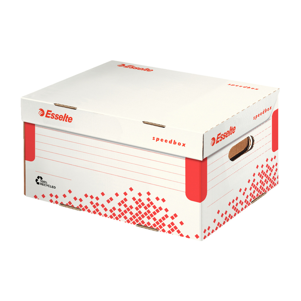 Scatola container Speedbox - Small - 25,2x35,5cm -  dorso 19,3 cm - bianco e rosso - Esselte