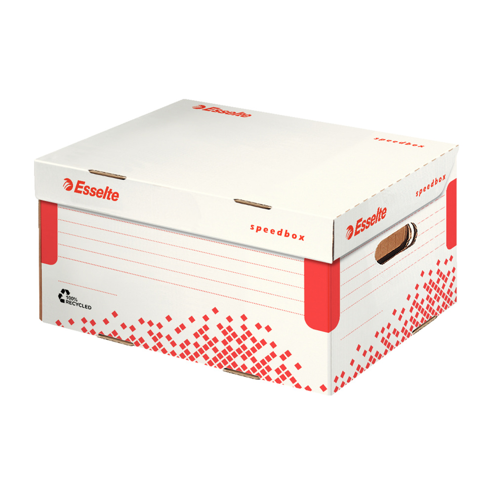 Scatola container Speedbox - Small - 25,2x35,5cm - dorso 19,3 cm - bianco e rosso - Esselte