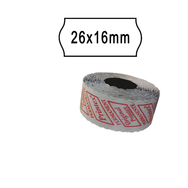 Rotolo da 1000 etichette a onda per Printex Smart 16/2616 e Z Maxi 6/2616 - 26x16 mm - adesivo removibile - bianco - Pritnex - pack 10 rotoli