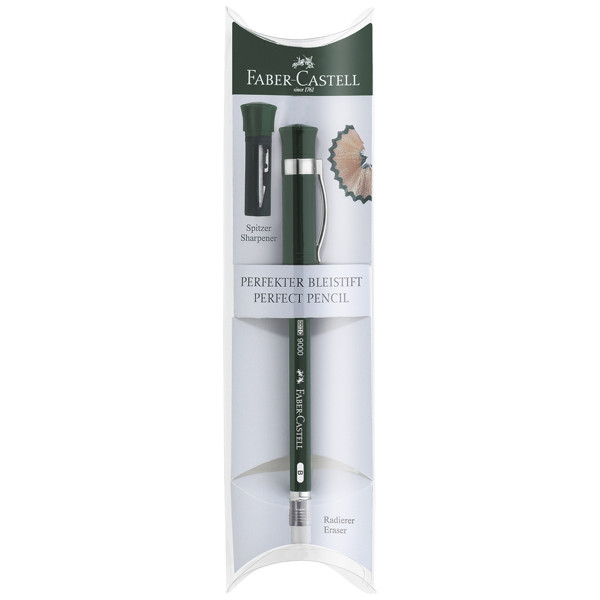 Matita in grafite castell 9000 Extender - gradazione B - Faber-Castell - set regalo con temperamatite