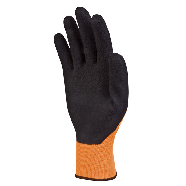 Guanti Apollon VV733 - poliestere - palmo in schiuma di lattice - taglia 09 - arancio fluo/nero - Deltaplus