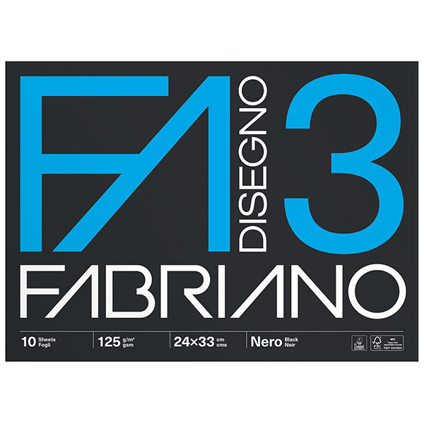 Album F3 - 24 x 33 cm - 10 fogli - 125 gr - nero - Fabriano
