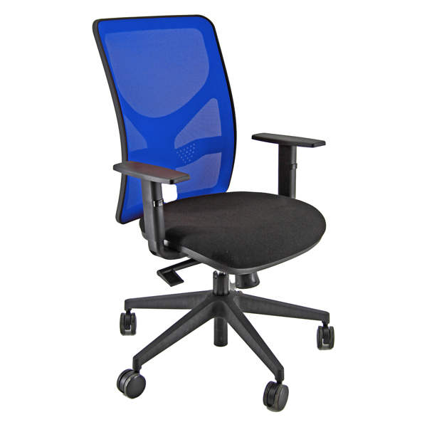 Sedia operativa PNA - con ruote e braccioli - schienale in rete blu/seduta nero - Unisit