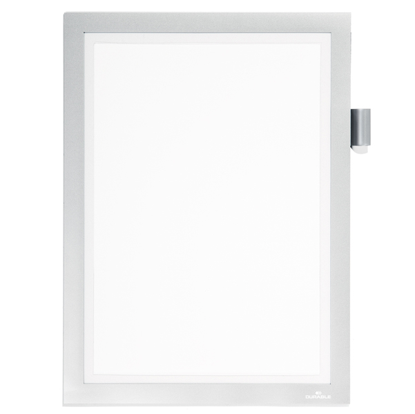 Cornice adesiva Duraframe Note A4 - pannello magnetico - 21 x 29.7 cm - argento - Durable