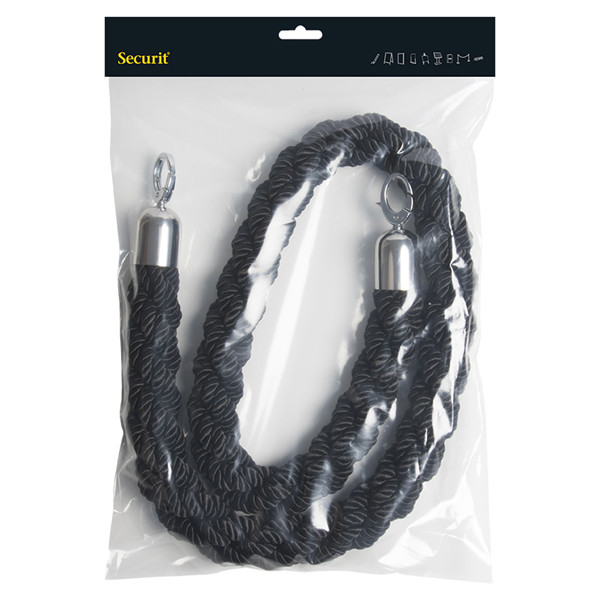 Cordone intrecciato per colonnina segnapercorso - colore nero - lunghezza 150 cm - Securit