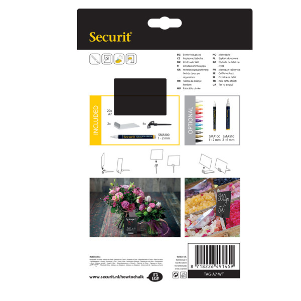Targhette - 7,4 x 10,5 cm (A7) - nero - Securit - set 20 pezzi