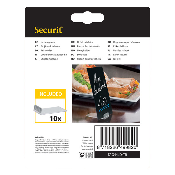 Supporti a L per targhette - trasparente - Securit - set 10 pezzi
