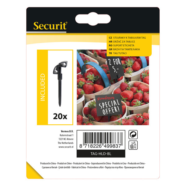 Supporti a spina per targhette - nero - Securit - set 20 pezzi