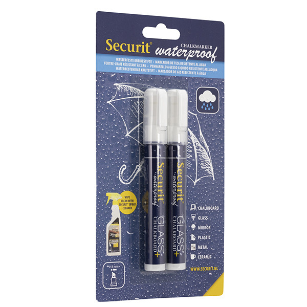 Marcatore a gesso liquido waterproof - punta da 2,00-6,00mm - bianco - Securit - conf. 2 pezzi