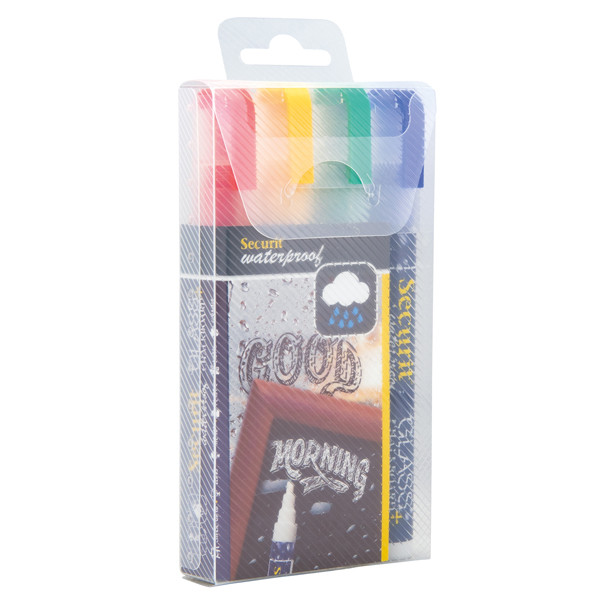 Marcatore a gesso liquido waterproof - punta da 2,00 - 6,00 mm - colori assortiti - Securit - conf. 4 pezzi