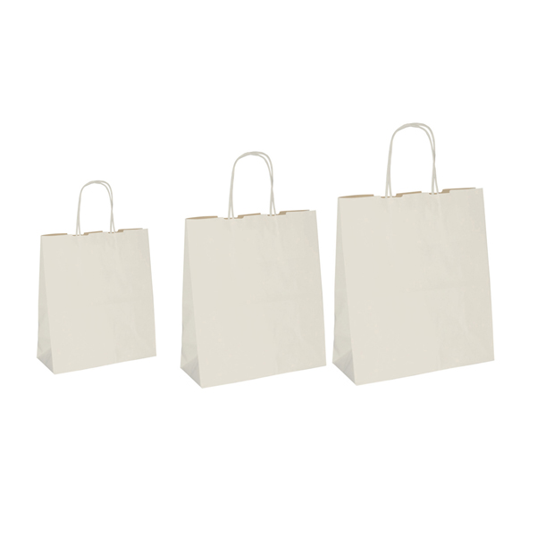 Shopper in carta - maniglie cordino - 22 x 10 x 29cm - sabbia - conf. 25 sacchetti