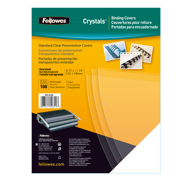 Copertine Clear - A3 - 200 micron - PVC - neutro trasparente - Fellowes - scatola 100 pezzi