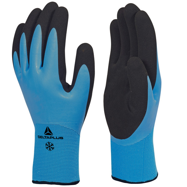 Guanti da lavoro VV736 - poliammide - palmo e dorso in lattice - taglia 10 - blu chiaro - Deltaplus