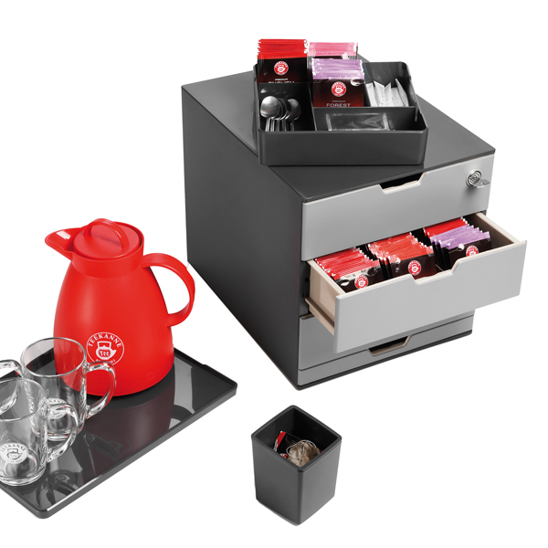 Set Coffee Point Box - 2 organizer inclusi - 28,9x27,9x35,4 cm - ABS - grigio - Durable