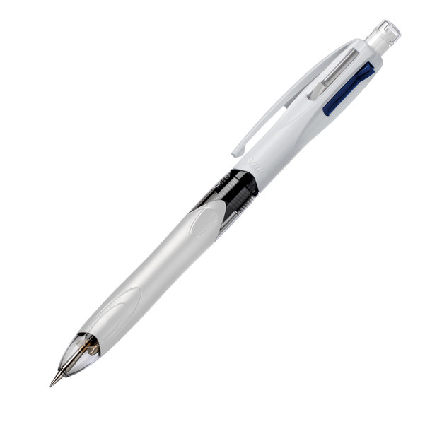 Penna a sfera scatto multifunzione 4 Colours - con portamine ricaricabile con mine HB da 0,7mm - nero, blu, rosso - fusto grigio - Bic - conf. 12 pezzi