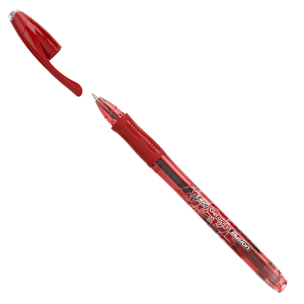 Penna sfera Gelocity Illusion - gel cancellabile - punta 0,7 mm - rosso - Bic - conf. 12 pezzi