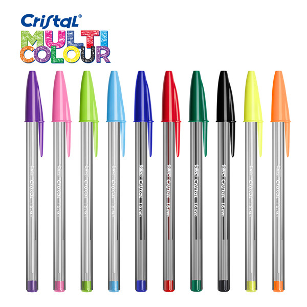Penna a sfera Cristal Multicolor - punta 1,6mm - 10 colori assortiti - Bic - conf. 20 pezzi