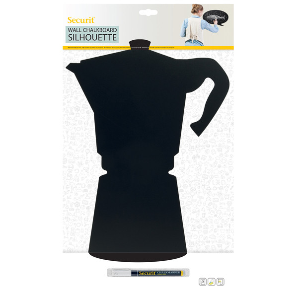 Lavagna da parete Silhouette - 30 x 50 cm - forma moka - nero - Securit