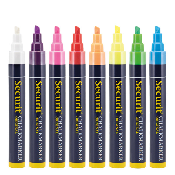 Marcatore a gesso liquido - punta media 2,00 - 6,00 mm - mix 8 colori - Securit - conf. 8 pezzi