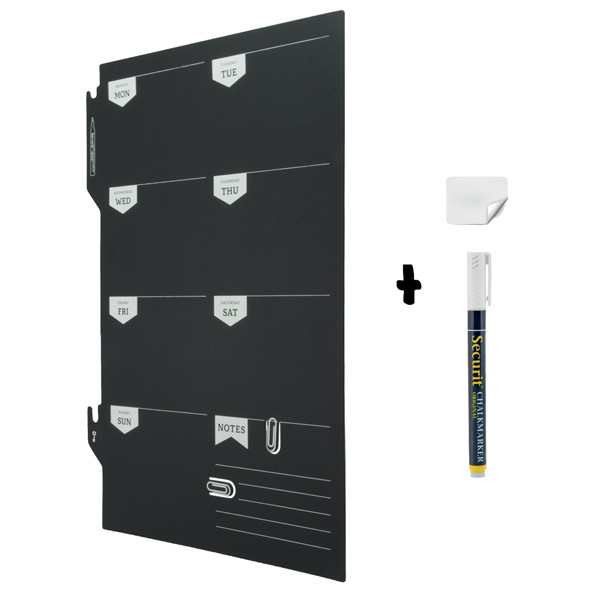 Lavagna da parete Weekplanner - 30 x 45 cm - nero - Securit