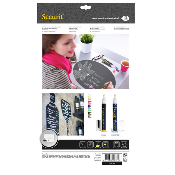 Lavagna da parete Weekplanner - 30 x 45 cm - nero - Securit