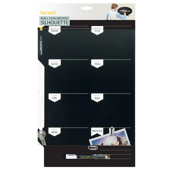 Lavagna da parete Weekplanner - 30 x 45 cm - nero - Securit