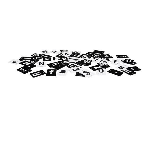 Kit Letter Shelf - mensola porta messaggi nera + 169 tessere (lettere e numeri) - Securit