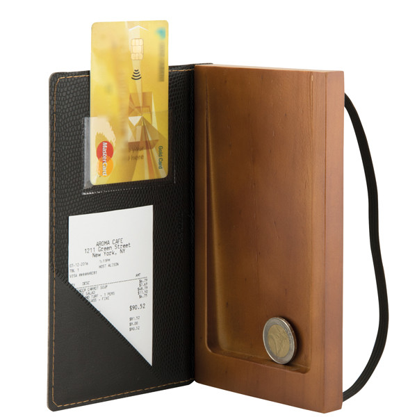 Portaconto - legno e similpelle - Securit