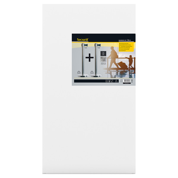 Colonnine segnapercorso Budget Retractable - altezza 88 cm - nastro nero da 210 cm - Securit - set 2 pezzi