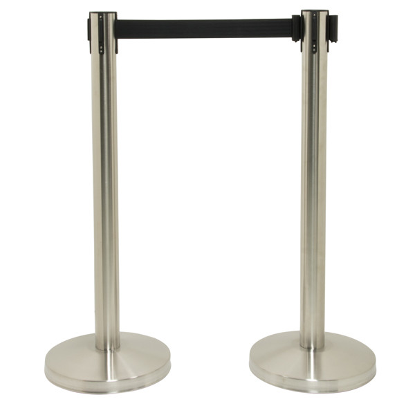 Colonnine segnapercorso Budget Retractable - altezza 88 cm - nastro nero da 210 cm - Securit - set 2 pezzi