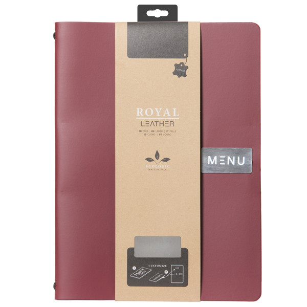 Portamen&ugrave; Royal - 1 inserto doppio incluso - A4 - 24 x 33 cm - bordeaux - Securit