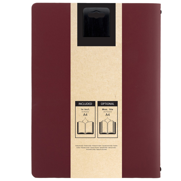 Portamen&ugrave; Royal - 1 inserto doppio incluso - A4 - 24 x 33 cm - bordeaux - Securit