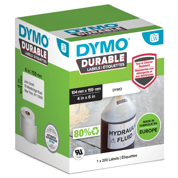 Rotolo 200 etichette LW Durable 1933086 - 104 x 159 mm - PP - bianco - Dymo