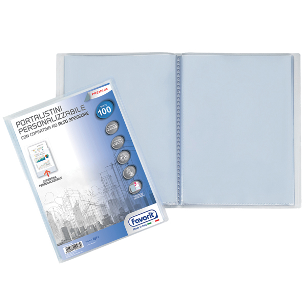 Portalistini personalizzabile Premium - liscio - 22x30 cm - 100 buste - trasparente - Favorit