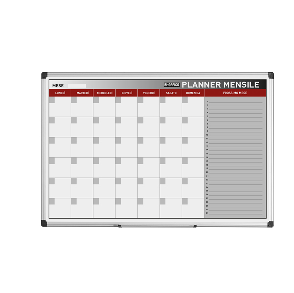 Planner magnetico mensile - 90x60 cm - silver - Bi-Office