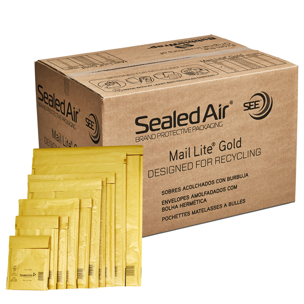 Busta imbottita Mail Lite  Gold - formato K (35x47 cm) - avana - Sealed Air  - confezione risparmio da 50 pezzi