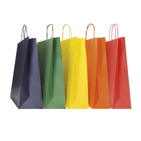 Shopper Twisted - maniglie cordino - 22 x 10 x 29 cm - carta biokraft - colori assortiti autunno/inverno - Mainetti Bags - conf. 25 pezzi