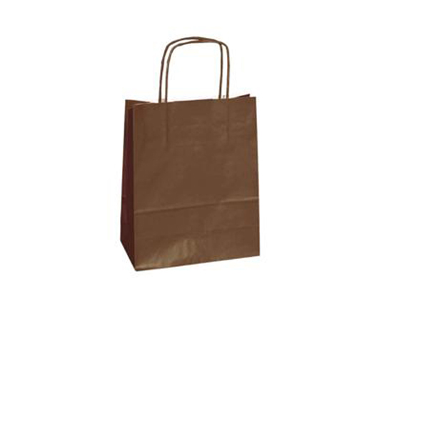 Shopper in carta - maniglie cordino - marrone - 26  x 11 x 34,5 cm - conf. 25 shoppers