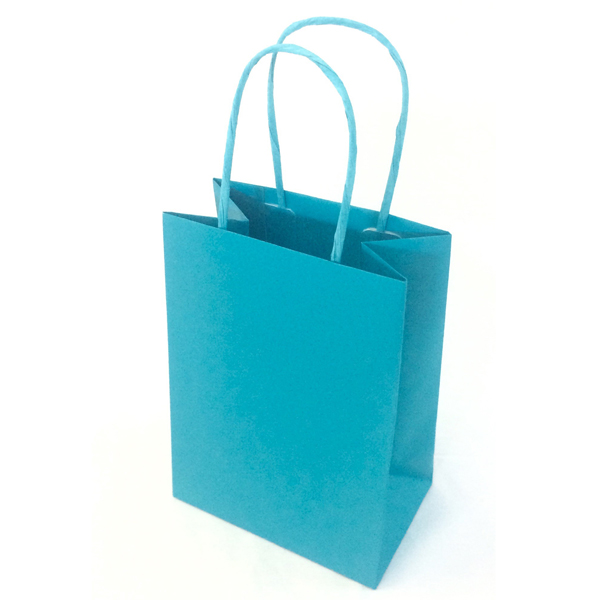 Shopper in carta - maniglie cordino - turchese - 22  x 10 x 29 cm - conf. 25 shoppers