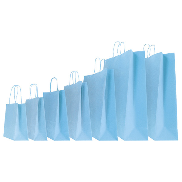 Shopper Twisted - maniglie cordino - 36 x 12 x 41 cm - carta kraft - azzurro - Mainetti Bags - conf. 25 pezzi