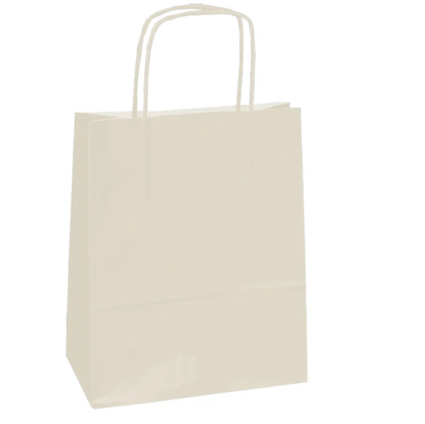 Shopper Twisted - maniglie cordino - 14 x 9 x 21 cm - carta kraft - avorio - Mainetti Bags - conf. 25 sacchetti